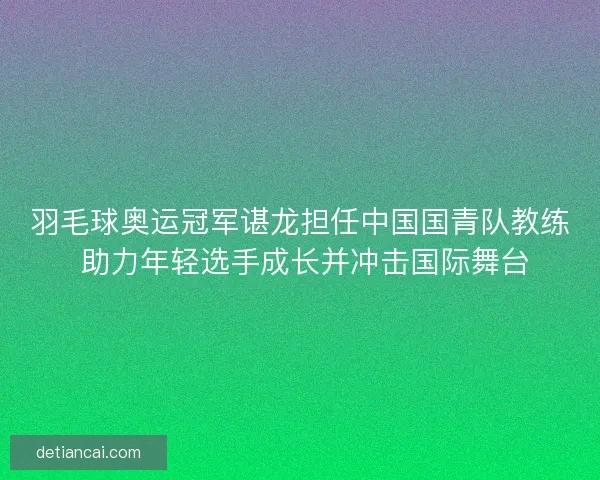 羽毛球奥运冠军谌龙担任中国国青队教练 助力年轻选手成长并冲击国际舞台