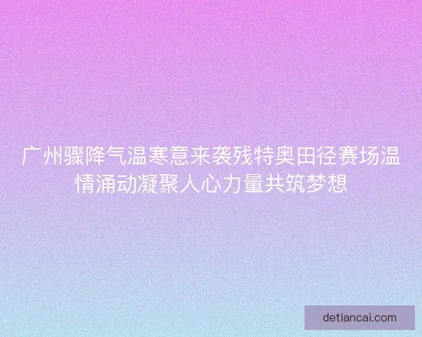 广州骤降气温寒意来袭残特奥田径赛场温情涌动凝聚人心力量共筑梦想